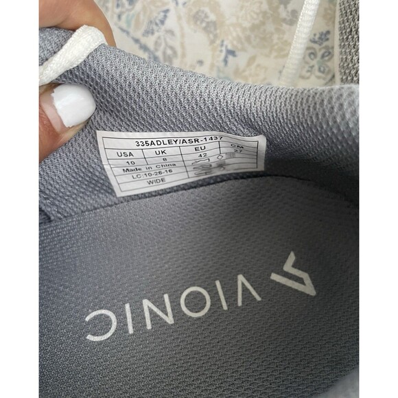 Vionic Adley Wide Active Orthotic Comfort Shoes Sneakers Lightweight Gray Size10 - Picture 9 of 10